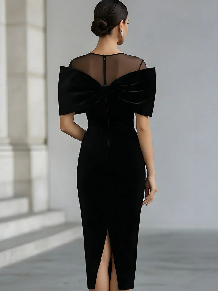 Elizabeth | Timeless Black Bow Midi Dress