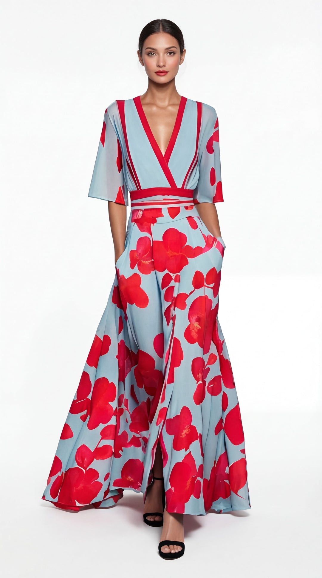 Fyna | Deep V-Neck Evening Gown