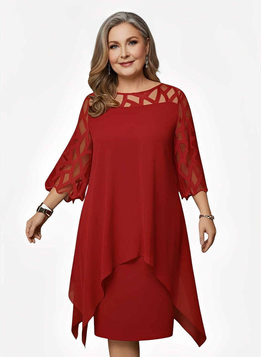 Patricia | Elegant Lace Sleeve Midi Dress