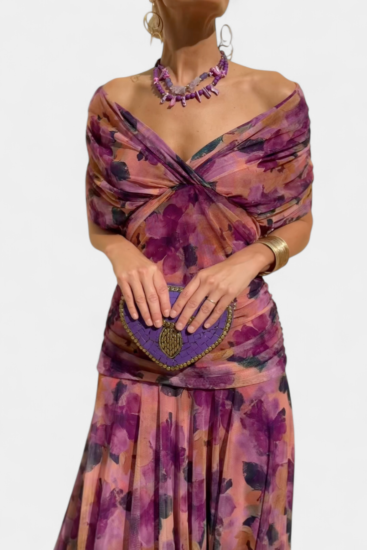 Isabella | Elegant Floral V Neck Dress