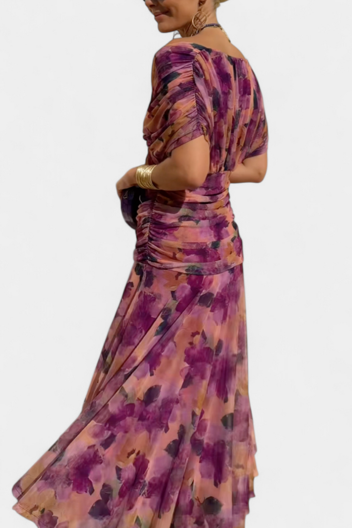 Isabella | Elegant Floral V Neck Dress