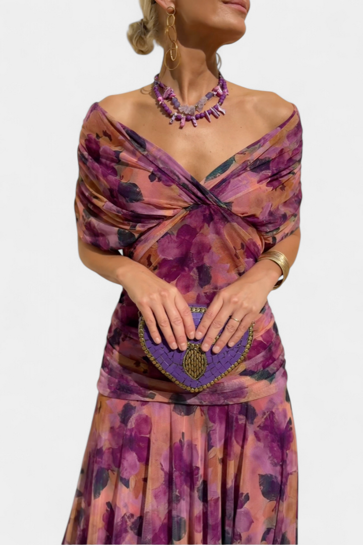Isabella | Elegant Floral V Neck Dress