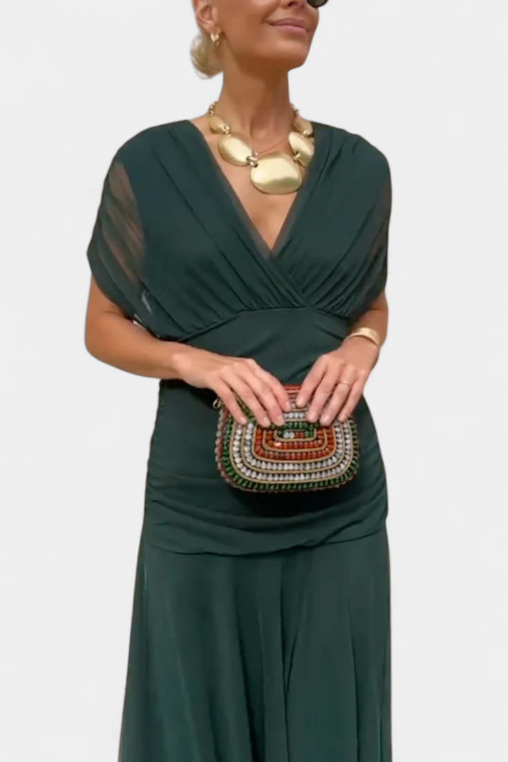 Isabella | Elegant Floral V Neck Dress